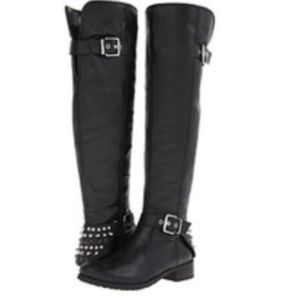 Luxury rebel studded high knee boots